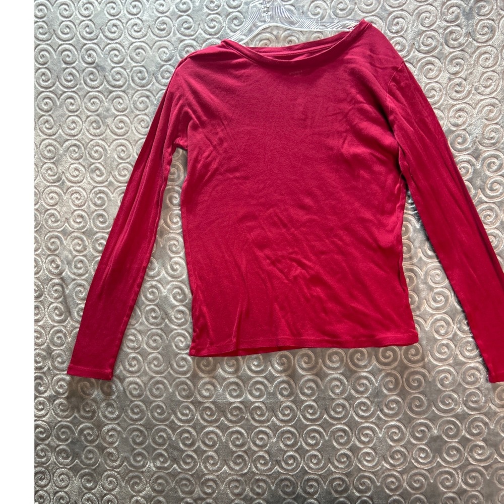 Merona The Ultimate Tee Red Long Sleeve Cotton Blend Women's Size M